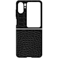 Pikkukuva 1 / 5: Nahkakotelo Oppo Find N2 Flip Crocodile Effect -korotettu reuna musta Svart