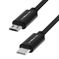 Pikkukuva 1 / 4: C-tyypin USB-mikro-USB-kaapeli - Siirto ja lataus - Akashi 1m Black