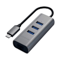 Pikkukuva 1 / 6: USB C -hubi, jossa 3x USB ja Ethernet, kompakti design, Satechi Tummanharmaa