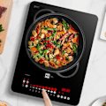 Pikkukuva 2 / 5: Wok-pannu - Cheffinger - 40 cm - Lasikansi - Tarttumaton pinnoite - Marmorivaikutus Svart