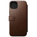 Pikkukuva 3 / 4: Nomad Folio Moderni nahkainen läppäkotelo iPhone 15 Plus Brownille kastanj