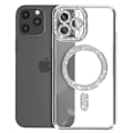 Miniatyrbild 2 av 6: Diamantfodral för iPhone 12 Pro Max - AVIZAR - Silver Rhinestone Outline - Transparent baksida - MagSafe-kompatibel Grå