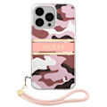Pikkukuva 2 / 5: iPhone 13 Pro - Kuori, jossa on kohotetut reunat, irrotettava hihna, Guess Camouflage Rosa