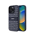 Miniatyrbild 2 av 6: Coque för iPhone 16 Pro Max Repeat Pattern Tonal Stripe med Metalliserad DKNY-logotyp Blå Vit