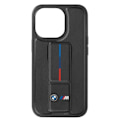 Miniatyrbild 1 av 6: Fodral för iPhone 15 Pro Stöd i konstläder Stöd BMW Svart Svart