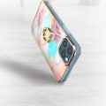 Miniatyrbild 4 av 4: iPhone 12 och 12 Pro fodral Bi-material Hållarring Marmormönster Flerfärgad Svart