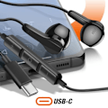 Miniatyrbillede 4 af 5: Magnetiske USB C-øretelefoner med mikrofon og LinQ-kontrolknapper Sort Svart