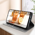 Pikkukuva 3 / 5: Xiaomi Redmi Note 12 lompakkokotelo keinonahkaa - AVIZAR - Taitettava - Rannehihna Grå