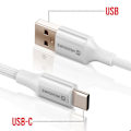 Miniatyrbild 3 av 5: USB-kabel till USB-C Med Flätad Design Anti-knut Swissten Vit Vit