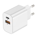 Pikkukuva 1 / 5: USB-C + USB 15W Pikalataus Seinälaite Kompakti Akashi Valkoinen Vit