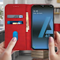 Pikkukuva 3 / 4: Samsung Galaxy A40 - AVIZAR - Punainen Lompakko Kuori - Silikoni Geeli - Videotuki - Magneettinen Röd