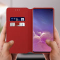 Miniatyrbillede 3 af 4: Hus til Samsung Galaxy S10 - AVIZAR - Folioetui - Øko-læder - Rød - Standfunktion Röd