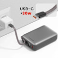 Miniatyrbillede 4 af 6: Ekstern batteri 20000mAh 45W med integreret USB-C kabel USB-C USB Swissten Sølv Grå