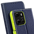 Miniatyrbillede 4 af 5: Etui til Motorola Moto G75 Portefeuille Læder Saffiano Fancy Mørkeblå Blå
