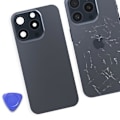 Pikkukuva 4 / 4: Täydellinen takaikkuna iPhone 15 Pro Maxille - AVIZAR - Tummanharmaa - Integroitu MagSafe Blå