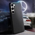 Miniatyrbillede 3 af 5: Etui til Samsung Galaxy S23 Plus Bi-materiale Carbon Effect AMG Sort