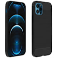 Miniatyrbillede 1 af 4: Coque - Apple - iPhone 12 Pro Max - Blød - Børstet Metal - Sort Kulstof Svart