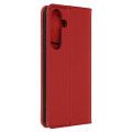 Miniatyrbillede 1 af 6: Etui til Samsung Galaxy S24 Plus i ægte læder med kortholder rød - AVIZAR - Stiv - Glat - Blandet Röd
