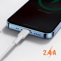 Miniatyrbillede 3 af 5: USB kabel til Lightning - LinQ - 3m - Opladning 2.4A - Hurtig Synkronisering - Hvid Vit