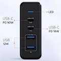Miniatyrbillede 4 af 5: Ladeadapter - SATECHI - 108W - 2 USB-C Power Delivery - 2 USB - Kompakt Mørkegrå Grå