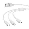Miniatyrbillede 2 af 5: 3 i 1 USB til Micro-USB iPhone Lightning USB Type C-kabel 5A LinQ Hvid