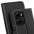 Miniatyrbillede 4 af 5: Etui til Motorola Moto G75 Læder Pung Saffiano Fancy Sort Svart