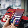 Miniatyrbild 3 av 4: Samsung Galaxy S20 Plus Läderkorthållare Premium Stativ Funktion Röd Röd Röd