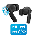 Miniatyrbillede 3 af 5: Bluetooth-hovedtelefoner med støjreduktion, 6 timers batterilevetid, berøringskontroller, Akashi, sort Svart