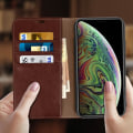 Miniatyrbillede 3 af 4: iPhone XS Max Etui - Apple - Læder Pung - Brun - Video Støtte - 3 Kortlommer kastanj