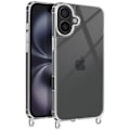 Pikkukuva 2 / 5: iPhone 16 Plus - Iskunkestävä Silikoni Kuori, Läpinäkyvä Punottu Kaapeli Transparent