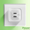 Miniatyrbillede 3 af 6: Belkin Hvid 45W GaN og PPS Hurtigoplader med Dobbelt USB-C, Kompakt Vit