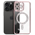 Pikkukuva 2 / 6: Diamond Case iPhone 15 Prolle - AVIZAR - Strassikivi Contour - Samppanjan vaaleanpunainen - MagSafe Rosa