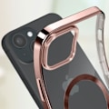 Pikkukuva 4 / 5: MagSafe kotelo iPhone 15 Plus -puhelimelle - AVIZAR - Vaaleanpunainen Chrome Contour - Silikoni - Kameran suojaus Rosa