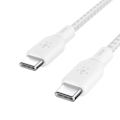 Miniatyrbild 2 av 6: USB-C till USB-C-kabel 100W Nylonflätad 2 meter Belkin Vit Vit