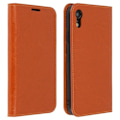 Miniatyrbillede 1 af 4: iPhone XR Etui - Læder - Camel - Fuld beskyttelse - Video støtte - Kortlommer Kamel