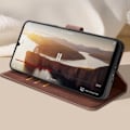Pikkukuva 3 / 6: Kotelo Xiaomi Poco M6 rannehihnalle Flip Lompakkoteline Tummanruskea