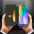 Pikkukuva 3 / 4: Huawei Y6p -kuori kuvioitu nahkakansi Flip-korttipidike Videotuki ruusukultanpunainen