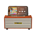 Miniatyrbild 3 av 3: Trådlös Bluetooth 5.0-högtalare 8W Bronx med smartphone-station Retro Design Brun kastanj