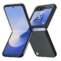 Miniatyrbillede 1 af 5: Etui til Samsung Galaxy Z Flip 6 Carbon Fiber Texture X-Level Mørkegrøn Grön