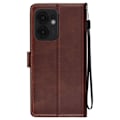 Miniatyrbillede 1 af 5: Etui til Oppo Reno 13 F og 13 FS Sort Rem Klap Støtte Pung Mørkebrun kastanj