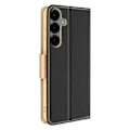 Miniatyrbillede 2 af 5: Etui til Samsung Galaxy S25 Pung Læder Saffiano Fancy Sort / Guld Svart