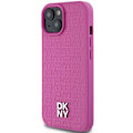 Miniatyrbild 5 av 6: iPhone 15-fodral - DKNY Lädermönster Metallogo MagSafe (DKHMP15SPSHRPSP) - Rosa rosa