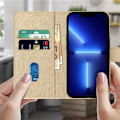 Miniatyrbild 3 av 4: Housse iPhone 13 Pro Max - AVIZAR - Chesterfield - Videostöd - Plånbok - Gul Gul