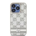 Miniatyrbillede 3 af 6: Elegant iPhone 14 Pro Cover med Ternede og Stribede Mønstre DKNY Beige Grå