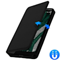 Miniatyrbillede 2 af 4: Housse - AVIZAR - Nokia 1 Plus - Folio Portefeuille Etui - Øko-læder - Sort Svart