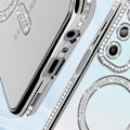Pikkukuva 4 / 6: Timanttikotelo Samsung Galaxy A15 -puhelimelle - AVIZAR - tekojalokivi Contour - MagSafe-magneettirengas - läpinäkyvä takaosa Grå
