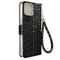 Miniatyrbild 1 av 5: iPhone 15-fodral - Glam Edition - Paillett Disco - Syntetiskt läder svart - Videostöd - Kortförvaring Svart