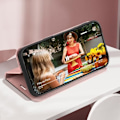Miniatyrbild 3 av 6: Foliofodral till iPhone 16 Pro Max - AVIZAR - Diamantkorthållare Videostöd - Rosa Rosa