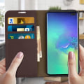Miniatyrbild 3 av 4: Fodral till Samsung Galaxy S10 Plus Cover Folio Läderstöd Video brun kastanj