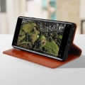 Miniatyrbillede 4 af 4: Etui til Samsung Galaxy Note 9 - camel - Ægte læder - Pung etui - Videostøtte - Klap kamel